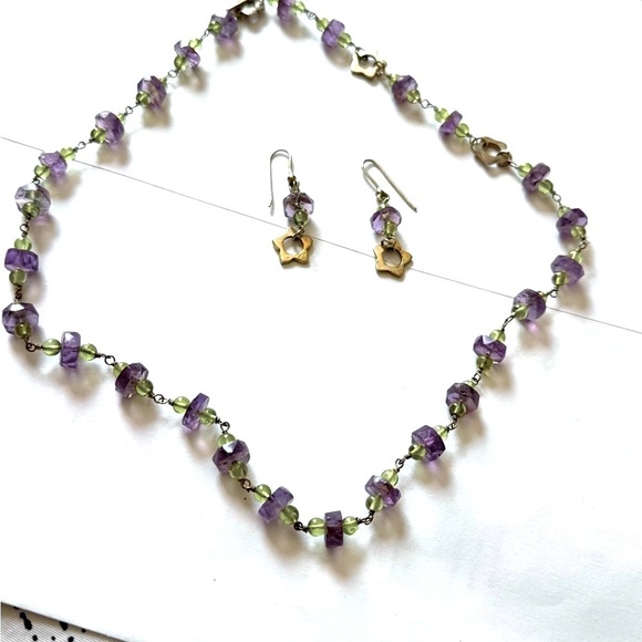 ✨Exquisite Sterling Silver Carlo Biagi Purple and Green Necklace and Earring Set - Picture 5 of 16